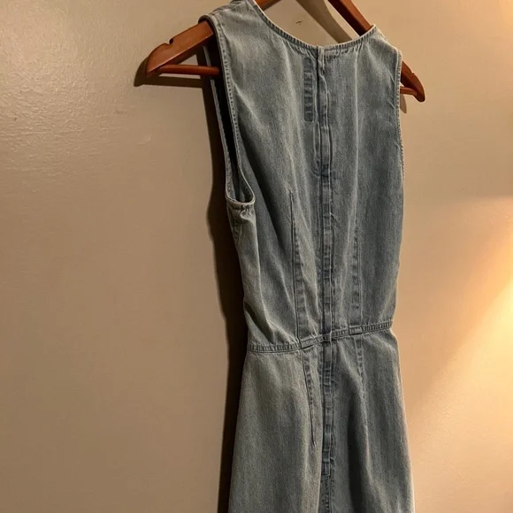 Anne Klien Denim Sleeveless Crisscross Front W/ Full Zipper Back Jumper - Size 2 - Picture 6 of 8